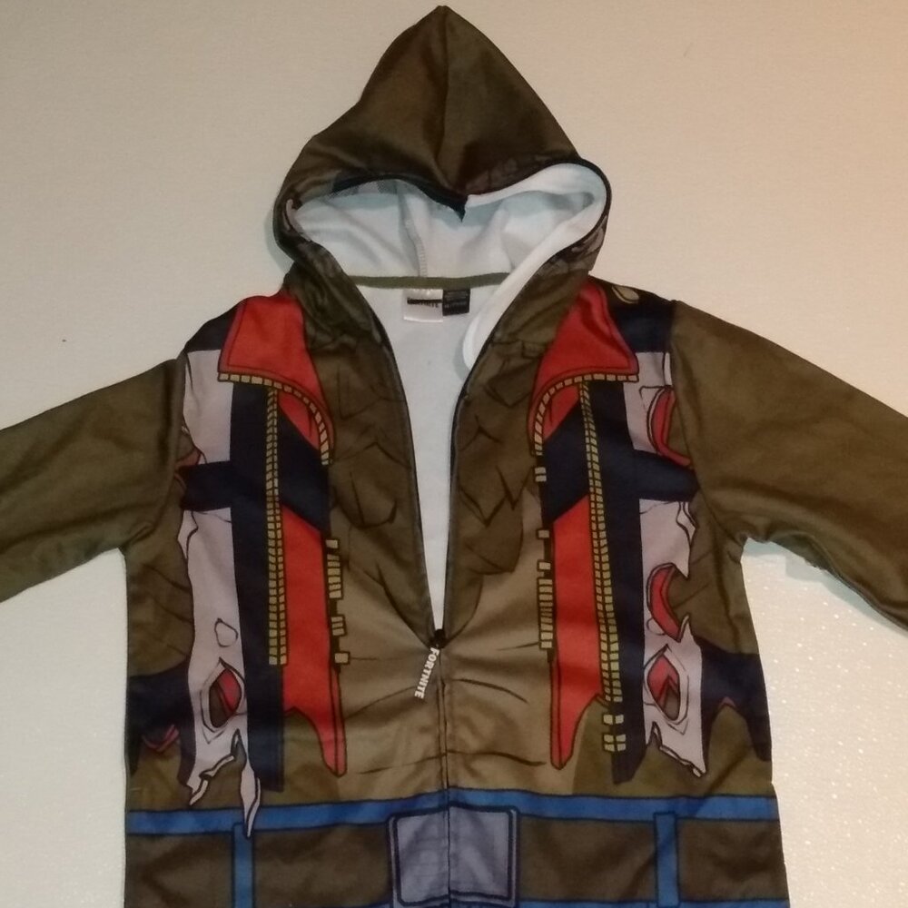 Fortnite hoodie dire wolf mesh over face long sleeve zipper front jacket
